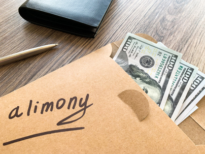 cash in an envelope marked for alimony
